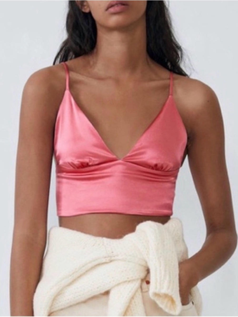 Zara Pink Satin Crop Top